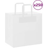 vidaXL Papirnate vrećice 250 kom s ručkama bijele 26x17x25 cm Cijene