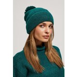 Marisse Warm Knitted Hat With A Pompom, Emerald Green Cene
