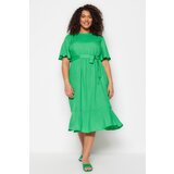 Trendyol Curve Plus Size Dress - Green - Skater Cene