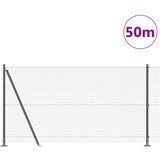 vidaXL Zavarena Ograda od Žice s 13 Postolja s Postoljem Siva 1.2x50 m Čelik | shoptok.hr