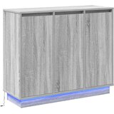 vidaXL Stranska omara z LED, siva sonoma, 90x32x75 cm, inženirski les | Shoptok.si