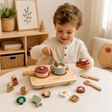 Ginger Home Drveni kuhinjski set s pločom za kuhanje, posuđem i hranom za rezanje | shoptok.hr