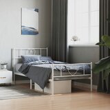 vidaXL Kovinski posteljni okvir z vzglavjem in vznožjem bel 75x190 cm Cene