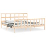 The Living Store Posteljni okvir z vzglavjem 200x200 cm trden les - Posteljni Okvir, (21528978) | Shoptok.si