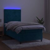  box spring s madracem LED tamnoplavi 80 x 200 cm baršun | shoptok.hr