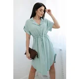 Kesi Viscose dress with a tie at the waist dark mint