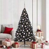 vidaXL Umjetna preddekorirana božićna jelka Črna 180 cm PVC | Shoptok.si