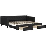  The Living Store Izvlečna dnevna postelja s predali črna 90x200 cm blago - Izvlečna Dnevna Postelja, (21499392) | Shoptok.si