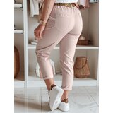 DStreet Spodnie damskie casualowe z paskiem MADELINA różowe | Shoptok.si