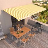 vidaXL avtomatsko zložljiva tenda 600x350 cm rumena in bela | Shoptok.si