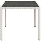  Vrtni stol sa staklenom pločom bijeli 150x90x75 cm poliratan | Eponuda.com