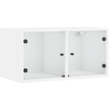 Maison Chic Stenska omarica - Zidna omarica s steklenimi vrati bela 68,5x37x35 cm iu915, (22062750) Cene