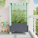 vidaXL Visoka greda s prevleko in kolesi videz ratana 80x50x182 cm | Shoptok.si