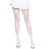 Leg Avenue Seamless Floral Lace Tights White Cene