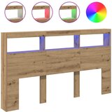 vidaXL Omarica za vzglavje postelje LED artisian hrast 180x17x102 cm, (21829040) | Shoptok.si