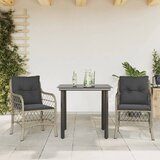 vidaXL Bistro garnitura 3-delna z blazinami svetlo siv poli ratan Cene