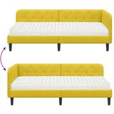 vidaXL Kotna postelja z vzmetnico z vzglavjem Rumena 90 x 190 cm Žamet | Shoptok.si