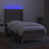  box spring s madracem LED smeđesivi 90x190 cm tkanina | shoptok.hr