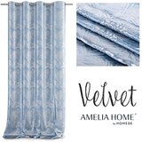  Curtain SILVERLEAVES color blue printed style glamor silver eyelets velvet 140x245 AmeliaHome | shoptok.hr