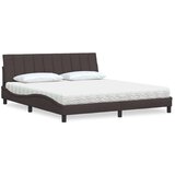  Postelja z vzmetnico temno rjava 180x200 cm blago | Shoptok.si