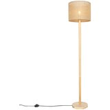 QAZQA Podeželska stoječa svetilka les z lanenim senčnikom natural 32 cm - Mels Cene