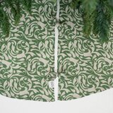 Linen Tales Zelena lanena okrugla prostirka za ispod božićnog drvca ø 125 cm Evergreen Damask – | shoptok.hr