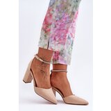 Boto Suede Pumps with Rhinestones Beige Diamond | Shoptok.si