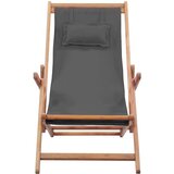  Sklopiva ležaljka za plažu od tkanine s drvenim okvirom siva | shoptok.hr