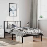 Metalni okvir za krevet s uzglavljem crni 100x190 cm | shoptok.hr
