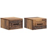 vidaXL Noćni ormarić za montažu na zid s ladicama 2 pcs Staro drvo - Staro drvo 2 | shoptok.hr