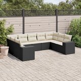 vidaXL 9-dijelni set vrtnih sofa s jastucima crni od poliratana | shoptok.hr