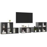  8-dijelni set TV ormarića visoki sjaj sivi konstruirano drvo | shoptok.hr