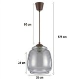 Brilagi LED luster na sajli R GLASS 1xE27/60W/230V pr. 26 cm braon/zadimljeno-siva | Eponuda.com