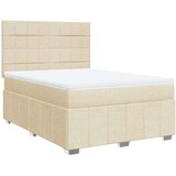 vidaXL Box spring postelja z vzmetnico krem 140x200 cm blago | Shoptok.si