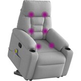 vidaXL Masažni naslanjač s funkcijo vstajanja sivo blago | Shoptok.si