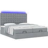vidaXL Otomanski posteljni okvir z vzmetnicami siv 200x200 cm blago | Shoptok.si