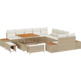 vidaXL 13-delni vrtni kavč set z blazinami Bež poli ratan akacija | Shoptok.si