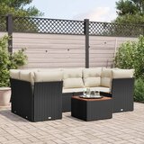  7-dijelni set vrtnih sofa od poliratana s jastucima crni | shoptok.hr