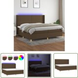 The Living Store Box spring postelja z vzmetnico LED temno rjava 200x200cm blago - Box Spring Postelja, (21737341) | Shoptok.si