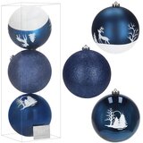  Set Božićnih Kuglica Plave Boje 15 cm - 3 Komada | shoptok.hr