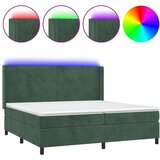  Box spring postelja z vzmetnico LED tem. zelena 200x200cm žamet, (20902216) | Shoptok.si
