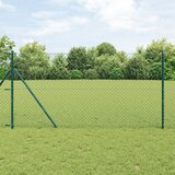 vidaXL žična ograja s 13 stebri 1x25 m pocinkano jeklo zelena | Shoptok.si