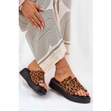 Boto Women's Platform Sandals With Low Wedge And Decorative Detail Leopard Print Brown Saqesse | shoptok.hr