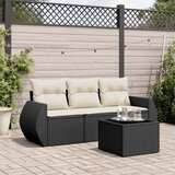 Maison Chic Seti vrtnega pohištva - Vrtna garnitura - Vrtni pohištvo set 4-delna z blazinami črna poli ratan, (21816722) | Shoptok.si