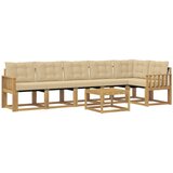 vidaXL Zunanja garnitura za sedenje z blazino 7 pcs Bela in bež, (5000281277) | Shoptok.si