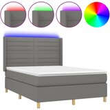 vidaXL Box spring postelja z vzmetnico LED temno siva 140x200 cm blago, (20789400) Cene