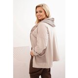 Kesi Włoski Women's Plus Size oversized cotton sweatshirt long sleeve beige | shoptok.hr
