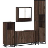  4-dijelni set kupaonskog namještaja boja smeđeg hrasta drveni | shoptok.hr