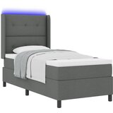 vidaXL Box Spring postelja z vzmetnico in LED temno siva 90x200 cm tkanine, (22050357) | Shoptok.si