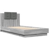  The Living Store Posteljni okvir z vzglavjem siva sonoma 90x190 cm inž. les - Posteljni Okvir, (21498265) | Shoptok.si